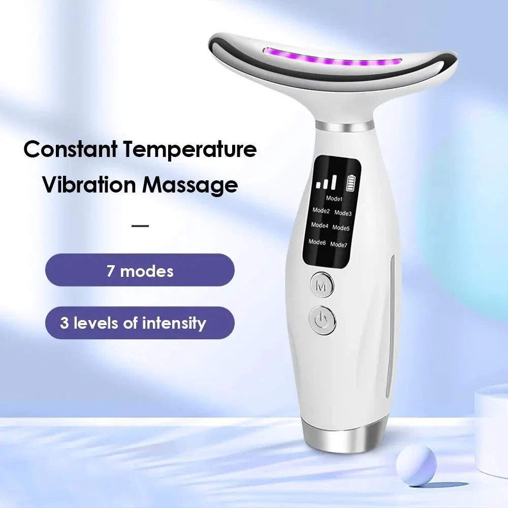 ABS Neck Lifting Massager 7 Colors LED Lights Massage Face Neck Beauty Device Vibration Improve Neck Lines Reduce Double Chin