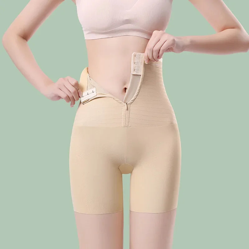 High-waisted Buttoned Zipper Hip-lifted Belly Pants Postpartum Contouring Show Slim Belly Tucking Tummy Boxer Panties Shapers