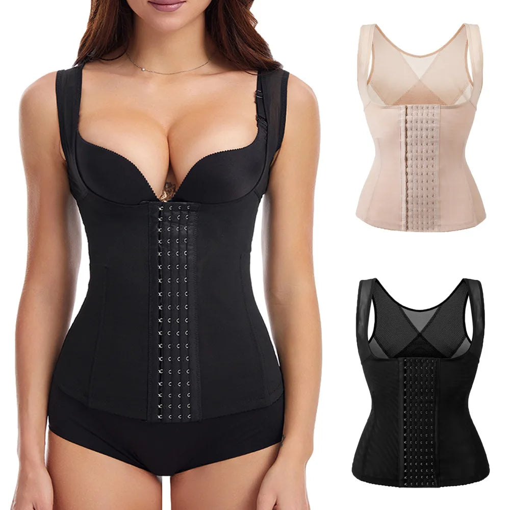 New Body Shaper Shapewear Women Vest Tops Double Compression Waist Trainer Corset Adjustable Hook-eyes