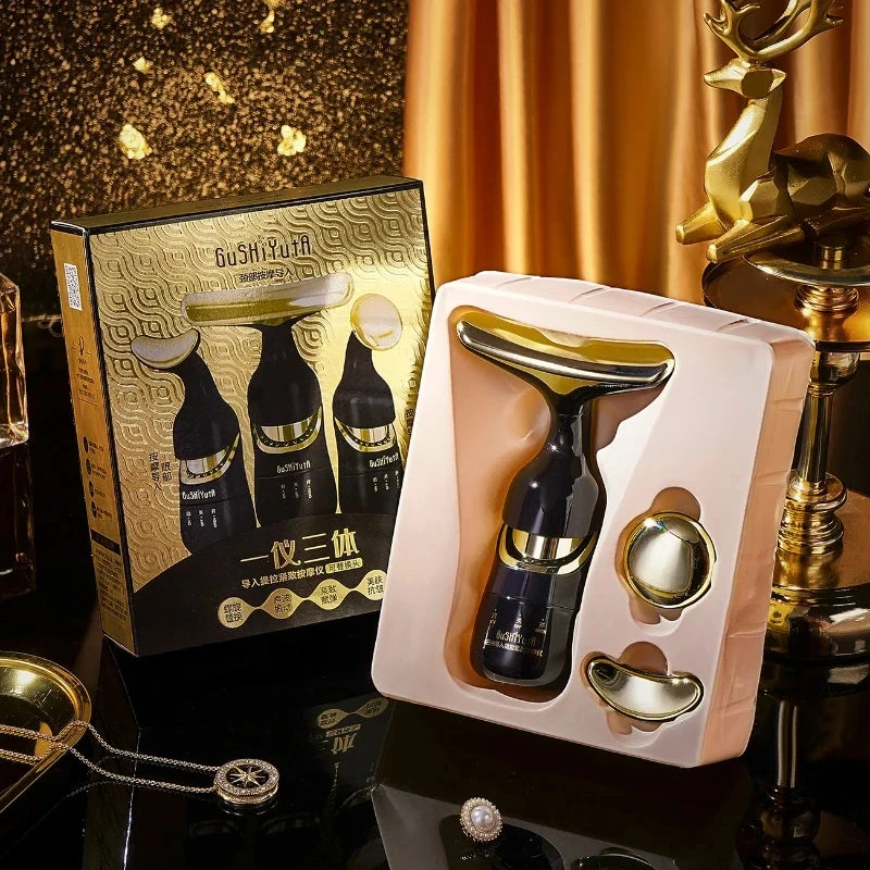 HOMEFISH 3 In 1 Facial Lifting Device Neck Facial Eye Massage Face Slimmer EMS Beauty Skin Tightening Wrinkle Anti Face Massager