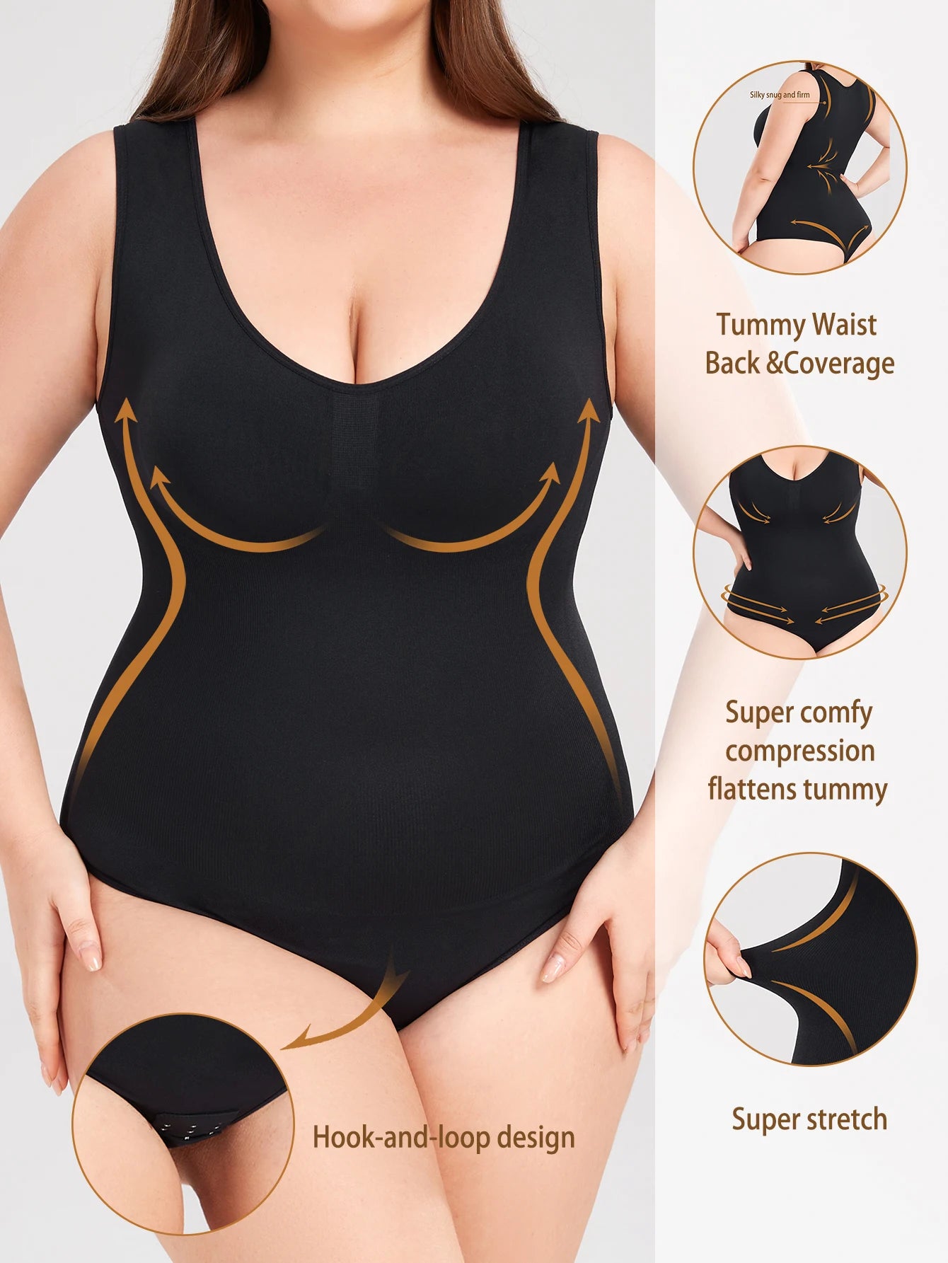 Plus-Size Seamless One-Piece Shapewear for Women: Tummy Control, Butt Lifting, and Shaping Bodysuit