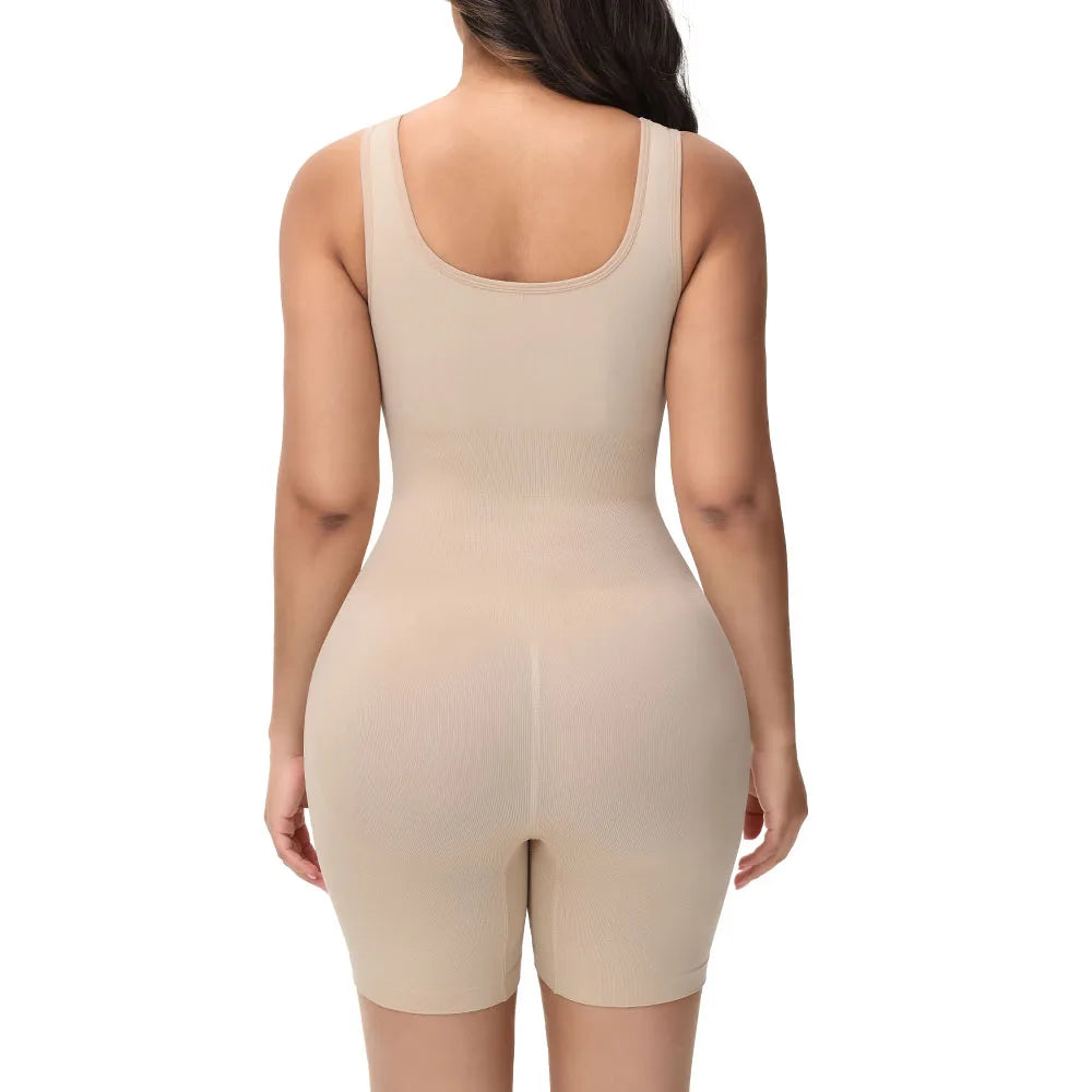 Wide Straps Women's Sexy Slim Fit Bodysuit Tummy Control Shapewear Female Gym Fitness Breathable Short Jumpsuit Everyday Wear