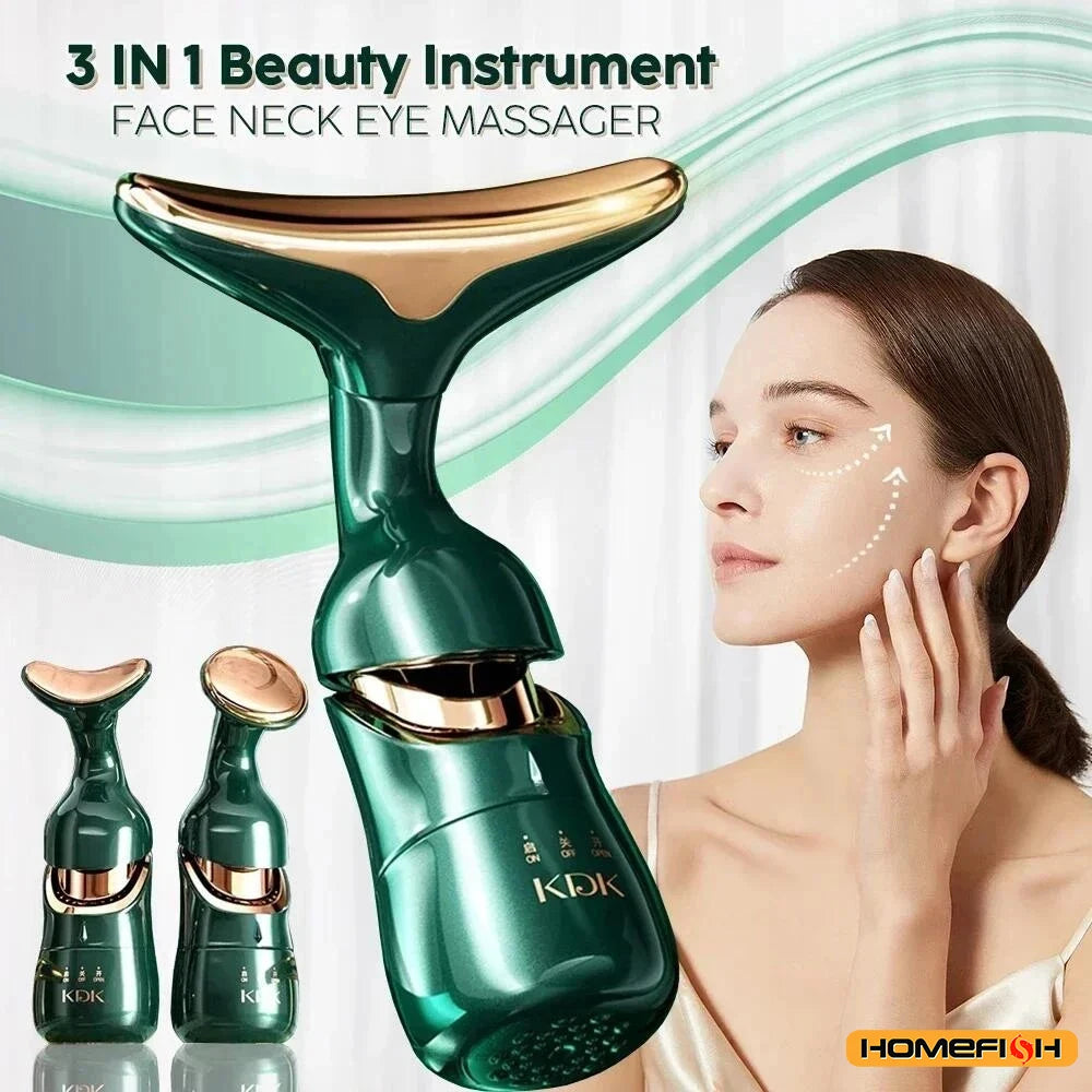 HOMEFISH 3 In 1 Facial Lifting Device Neck Facial Eye Massage Face Slimmer EMS Beauty Skin Tightening Wrinkle Anti Face Massager