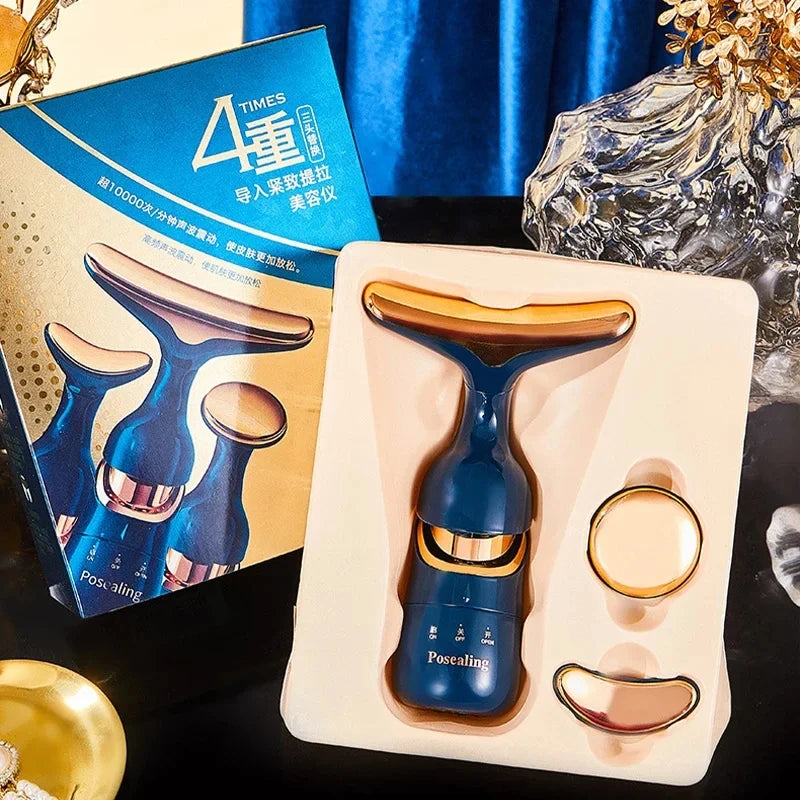 HOMEFISH 3 In 1 Facial Lifting Device Neck Facial Eye Massage Face Slimmer EMS Beauty Skin Tightening Wrinkle Anti Face Massager