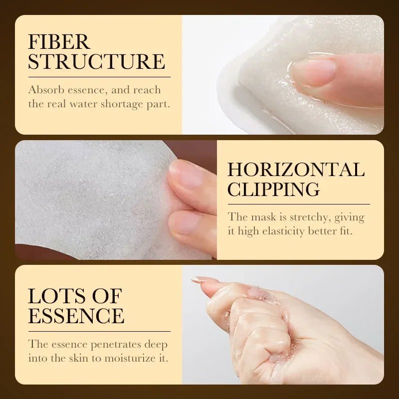 10 pieces 24k Gold Hyaluronic Acid Moisturizing Facial Mask Anti-Aging Oil-control Mask for Face Women Korean Skin Care Products